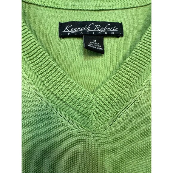 Kenneth Roberts Platinum Sleeveless Sweater Vest M Green Silk Blend - Picture 5 of 10